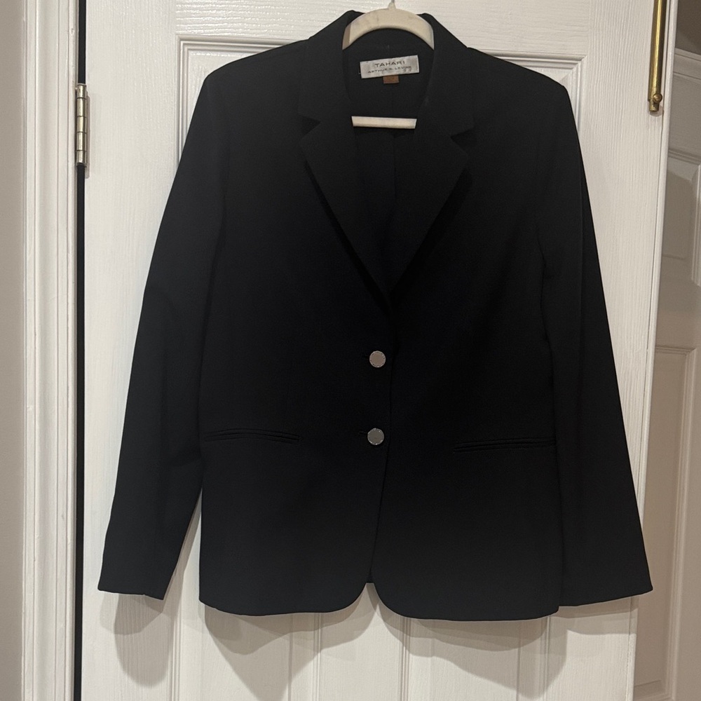 Tahari Black Women's Blazer with Silver Buttons fully Lined